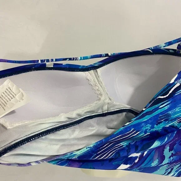 Ralph Lauren Women's Blue Calypso Bandeau Tankini Swimsuit Top Size 12 NWT - Picture 6 of 9